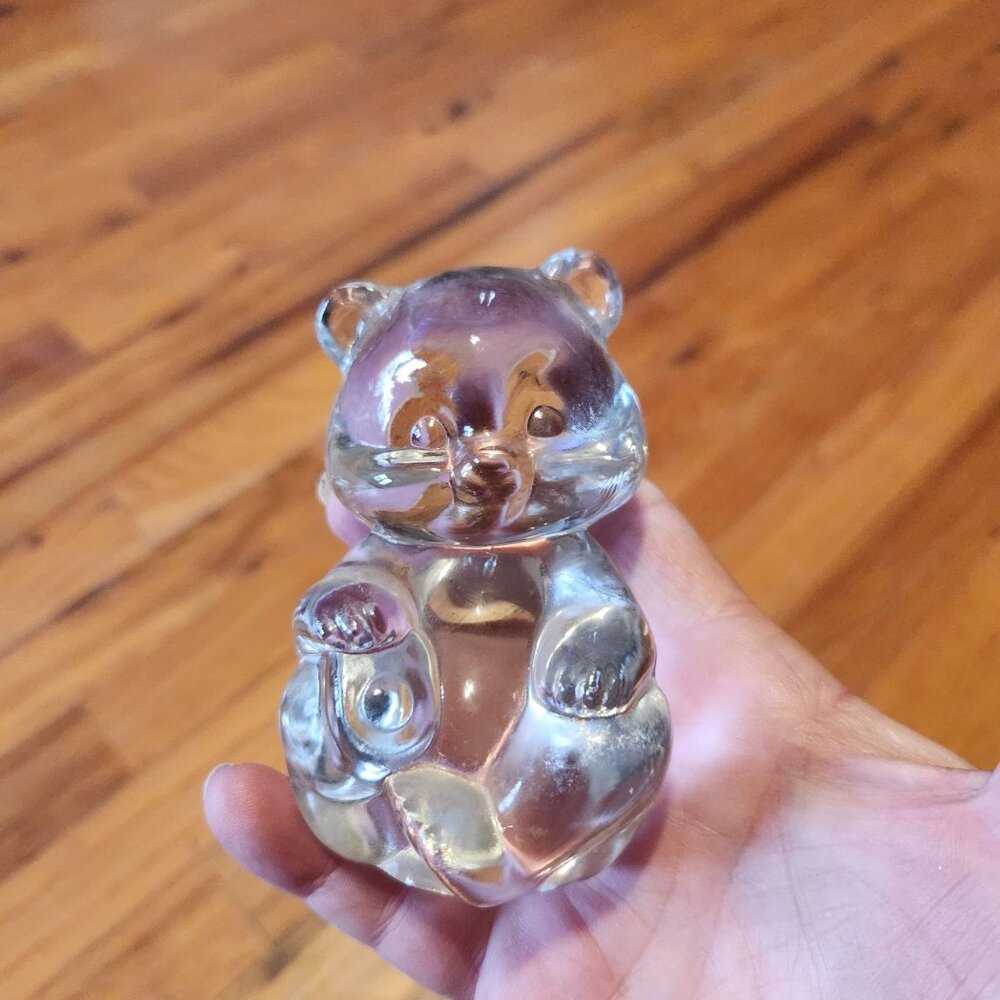 Vintage Fenton Uranium Glass Bear Figurine 3" Collectible Glow Under UV Light